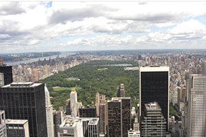 viele Hochhäuser, Blick auf den Central Park in New York